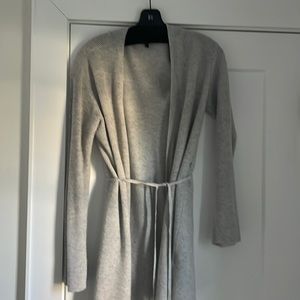 Theory cashmere blend cardigan with tie. Light grey.Size med. perfect condition